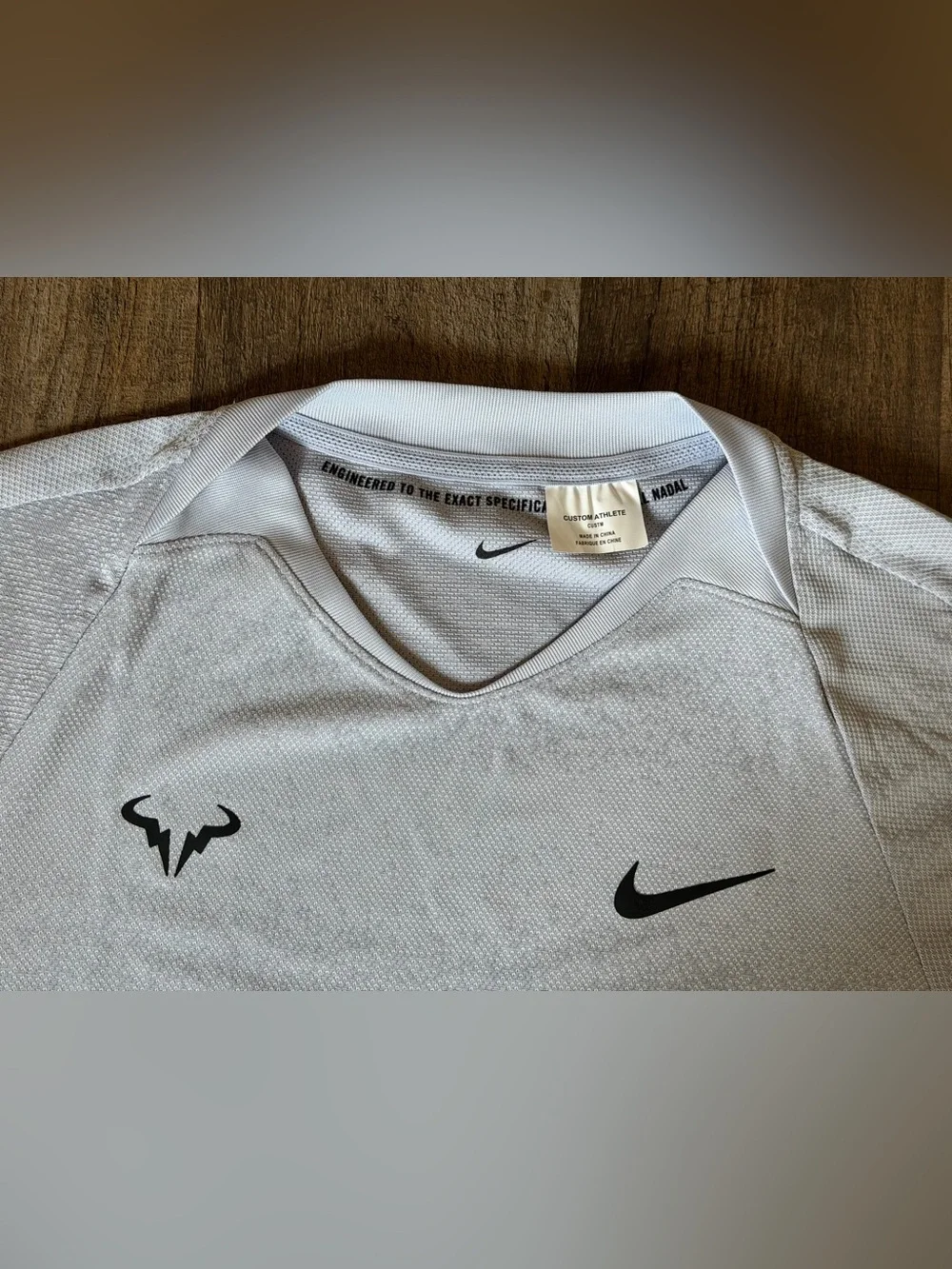 Nike Rafael Nadal Custom Athlete Issued Tennis Shirt Grey.